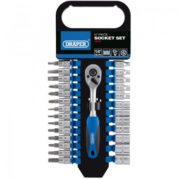 Metric Socket Set, 1/4&rdquo; Sq. Dr. (27 Piece)