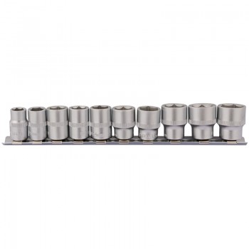 Socket Set on Metal Rail, 3/8&rdquo; Sq. Dr. (10 Piece)