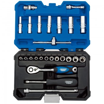 Draper Expert Metric Socket Set, 1/4&rdquo; Sq. Dr., Blue (25 Piece)