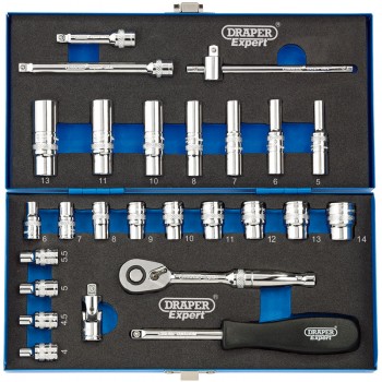 Metric Socket Set, 1/4&rdquo; Sq. Dr. (26 Piece)
