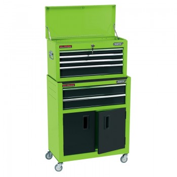 Combined Roller Cabinet and Tool Chest, 6 Drawer, 24&rdquo;, Green