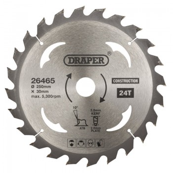 TCT Construction Circular Saw Blade, 250 x 30mm, 24T