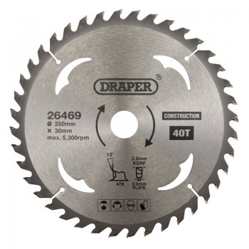 TCT Construction Circular Saw Blade, 250 x 30mm, 40T