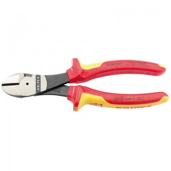 Knipex 74 08 180UKSBE VDE Fully Insulated High Leverage Diagonal Side Cutters, 180mm