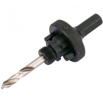 Quick Release Hex. Shank Holesaw Arbor with HSS Pilot Drill for Holesaws 32 - 210mm, 7/16&rdquo; Thread