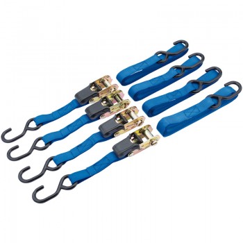 Ratcheting Tie Down Straps, 5m x 25mm, 250kg (4 Piece)
