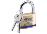 Solid Brass Padlock & 2 Keys with Mushroom Pin Tumblers Hardened Steel Shackle & Bumper, 50mm