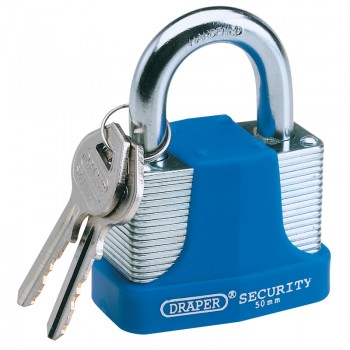 Laminated Steel Padlock and 2 Keys with Hardened Steel Shackle and Bumper, 30mm
