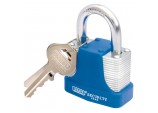 Laminated Steel Padlock and 2 Keys with Hardened Steel Shackle and Bumper, 44mm