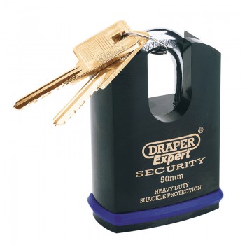 Heavy Duty Padlock and 2 Keys with Shrouded Shackle, 50mm