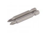Cross Slot Insert Bit, 1/4&rdquo; Hex, 50mm Long, No.1 (Pack of 2)