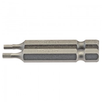 Hexagonal Insert Bit, 2.5mm, 1/4&rdquo; Hex, 50mm Long (Pack of 2)