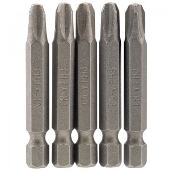 Cross Slot Insert Bit, 1/4&rdquo; Hex, 50mm Long, No.3 (Pack of 5)