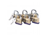 Solid Brass Padlocks with Hardened Steel Shackle, 40mm (Pack of 6)