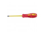 VDE Approved Fully Insulated Plain Slot Screwdriver, 4.0 x 100mm (Display Packed)