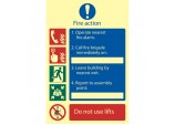 Glow In The Dark &rsquo;Fire Action Procedure&rsquo; Mandatory Sign