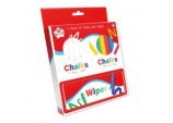 2 Packs Of Chalks And Wiper - 12 White, 12 Colours