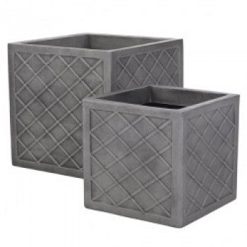Lazio 32cm Square Planter - Pewter Lazio 32cm Square Planter - Pewter