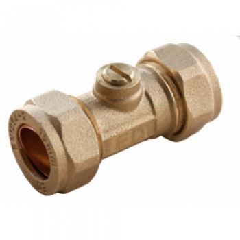 Compression Isolating Valve - 15 x 15mm Slotted Brass