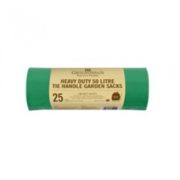 Heavy Duty Tie Handle Garden Bags 50L - Roll 25