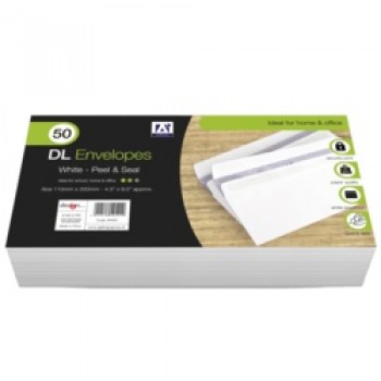 DL Peel & Seal Envelopes - Pack 50 White